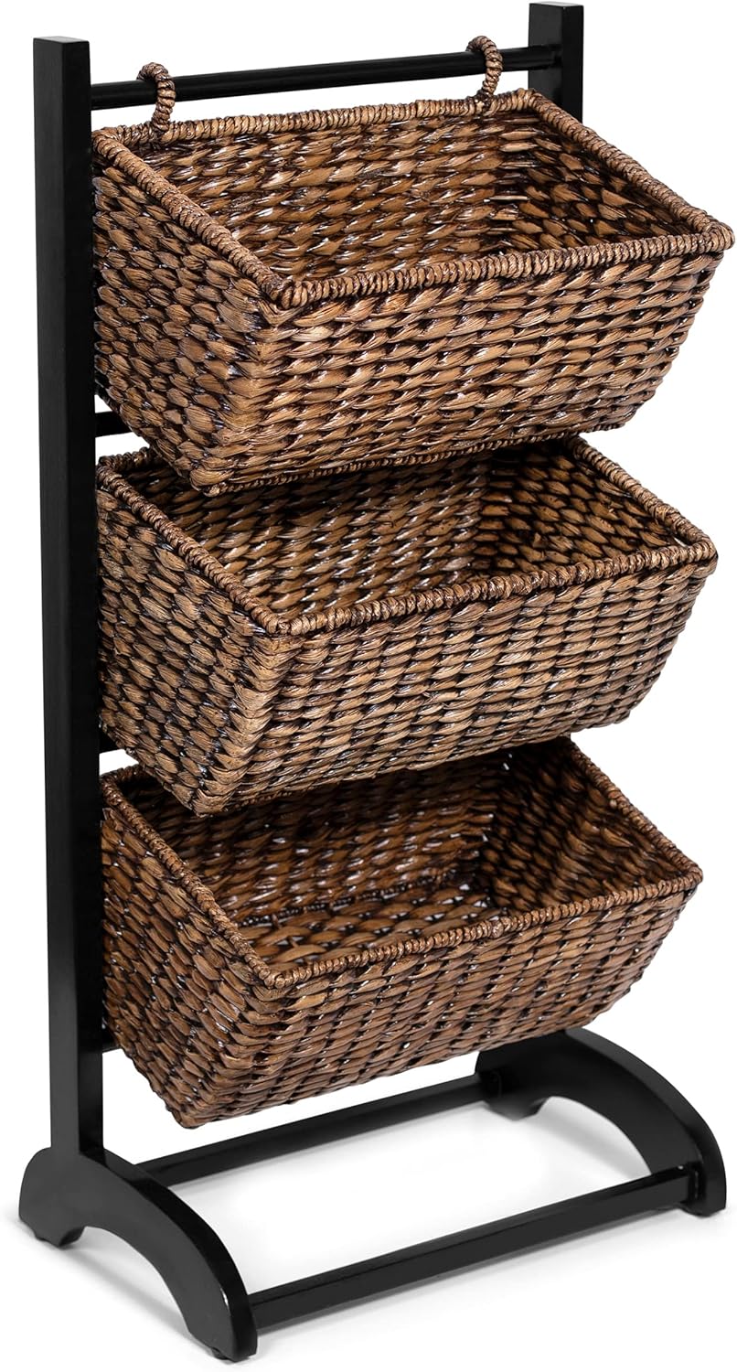 3-Tier Abaca Storage Organizer Shelf with 3 Baskets I8888