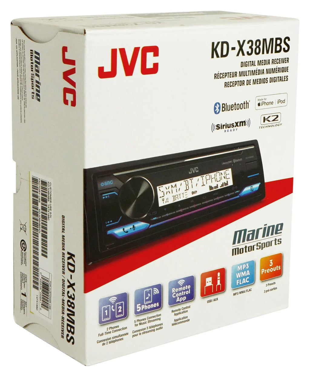 Single-DIN Marine CD Multimedia Receiver with Bluetooth O737