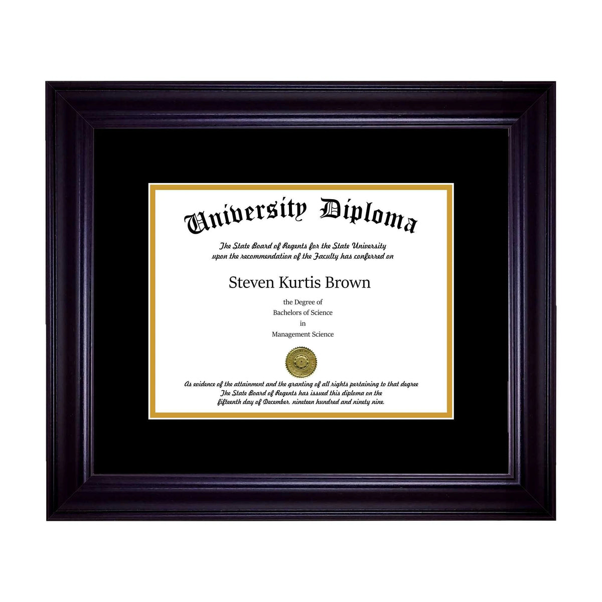 Single Diploma Frame with Double Matting for 17x22 x 14x22 Tall Diploma with Black 2x22 Frame W5824