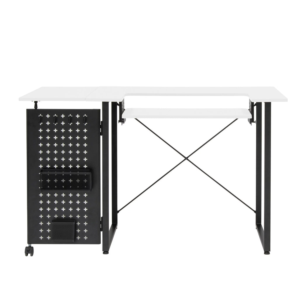 Sewing Table with Storage Panel and Adjustable Platform White/Graphite X217