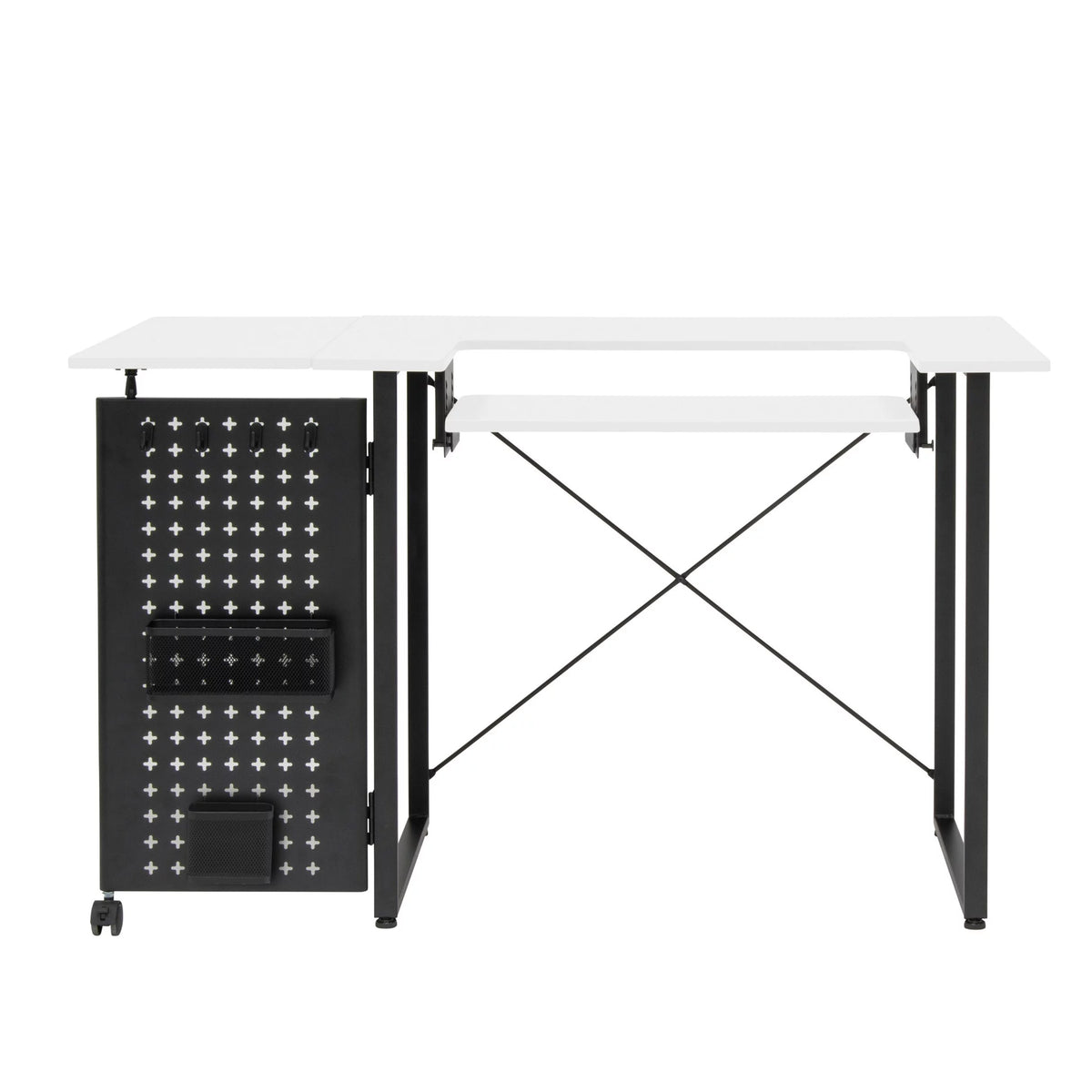 Sewing Table with Storage Panel and Adjustable Platform White/Graphite X217