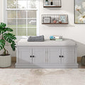 Antique Navy Storage Bench with 4 Doors and Adjustable Shelves A727681