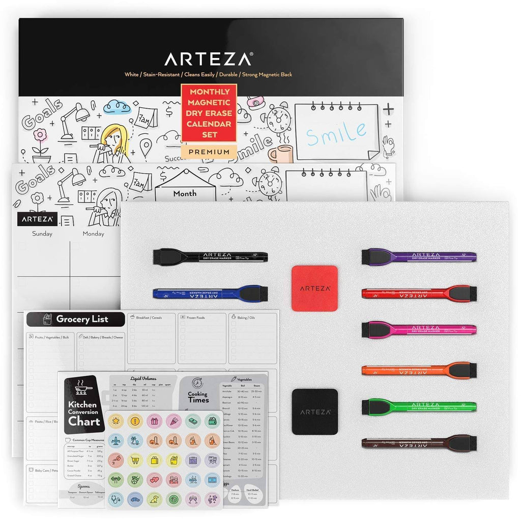 Magnetic Monthly Calendar Set, Dry Erase, White I486283