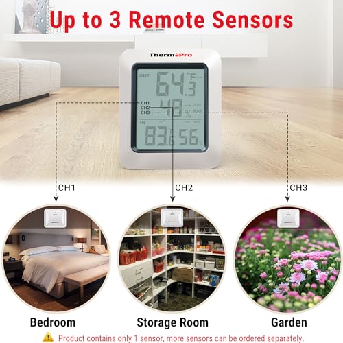 Digital Hygrometer Indoor Outdoor Thermometer Wireless Temperature and Humidity Gauge Monitor with 500ft Range T369