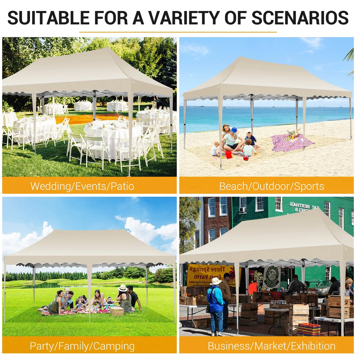 10' x 20' Pop up Canopy Tent with 6 Removable Sidewalls & Carry Bag F2199