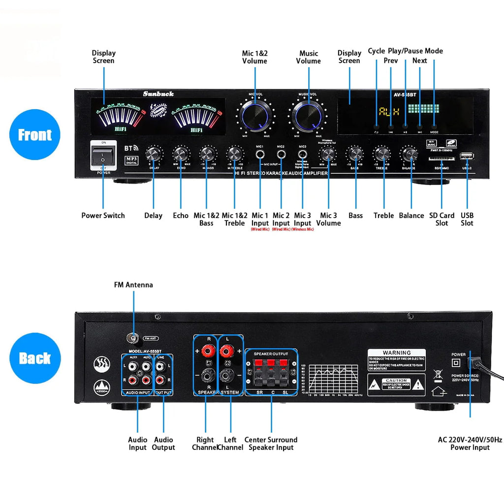 4000W Bluetooth Audio Power Amplifier J239673