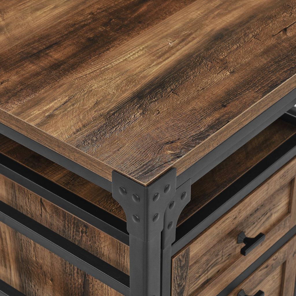 Angle Iron Writing Desk with 2 Drawer Filing Cabinet Reclaimed Barnwood A694157