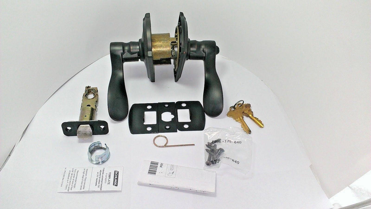 Champagne Camelot Rose Keyed Entry Lock with Latch and Strike, Aged Bronze Finish R518236