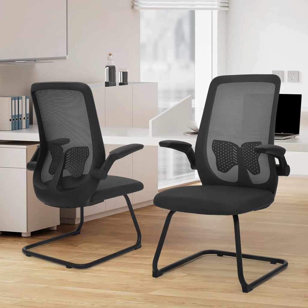 Black Set of 2 Mesh Office Chair with Lumbar Support V530987