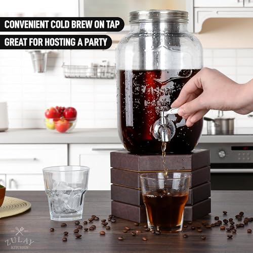 1 Gallon Cold Brew Coffee Maker with Extra-Thick Glass & Stainless Steel Infuser A55663