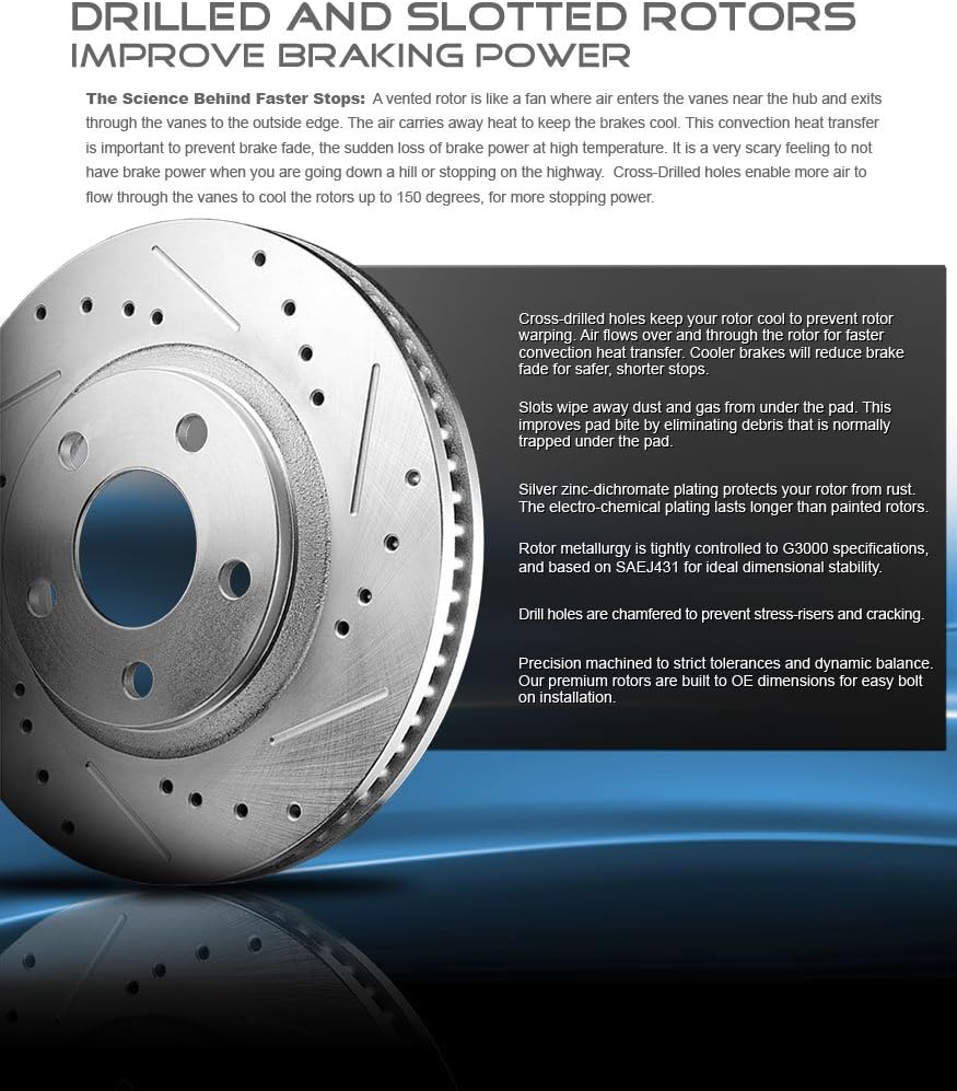 350mm Drilled & Slotted 5 Lug 2 Rotors + Ceramic Pads + Clips H3941
