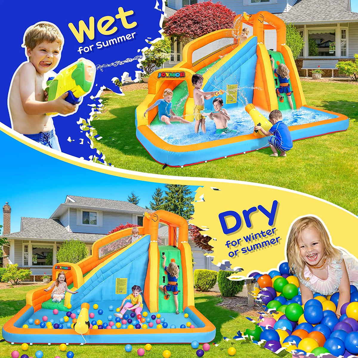 Inflatable Water Slide Bounce House with Splash Pool M66446