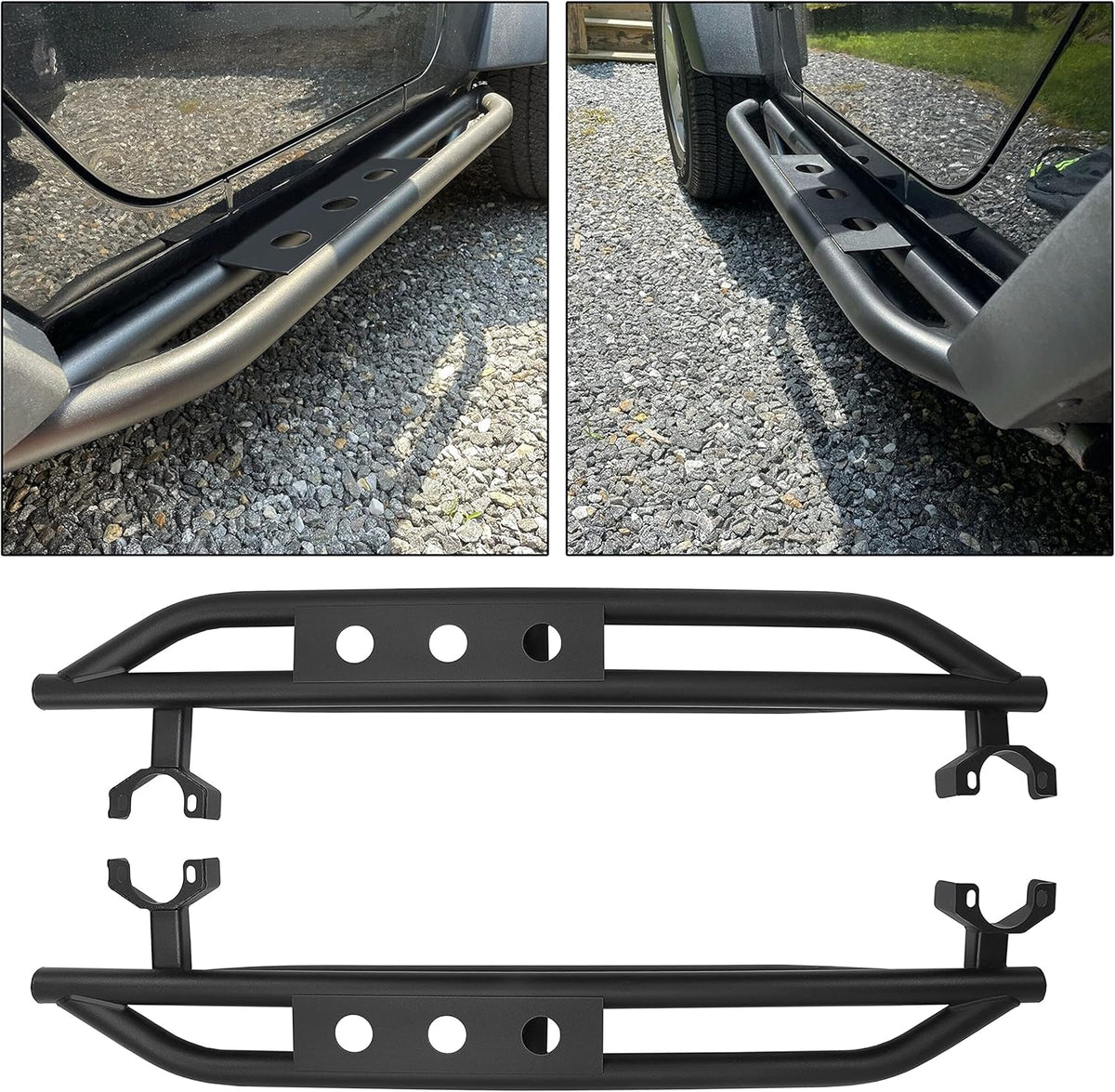 Black Steel Running Board Step Rails Z260154