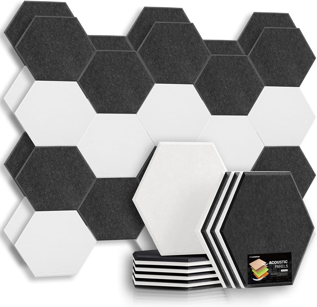 Self Adhesive Hexagon Acoustic Panels 12 Pieces Black Pack of 2 F257337