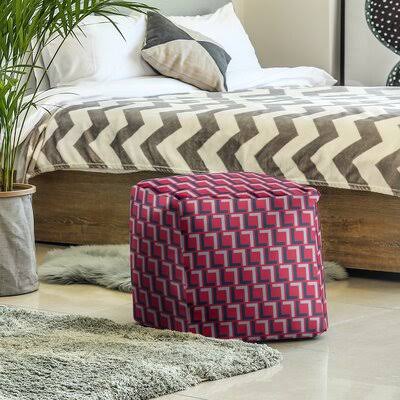 Cube Ottoman Nautical Blue New Century Silver Red X859