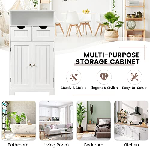 Black Bathroom Floor Cabinet with 2 Removable Drawers, 2 Doors & Adjustable Shelf J9998