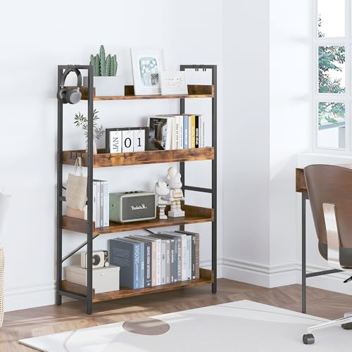 Adjustable 6 Tier Wood and Black Metal Bookcase L523520