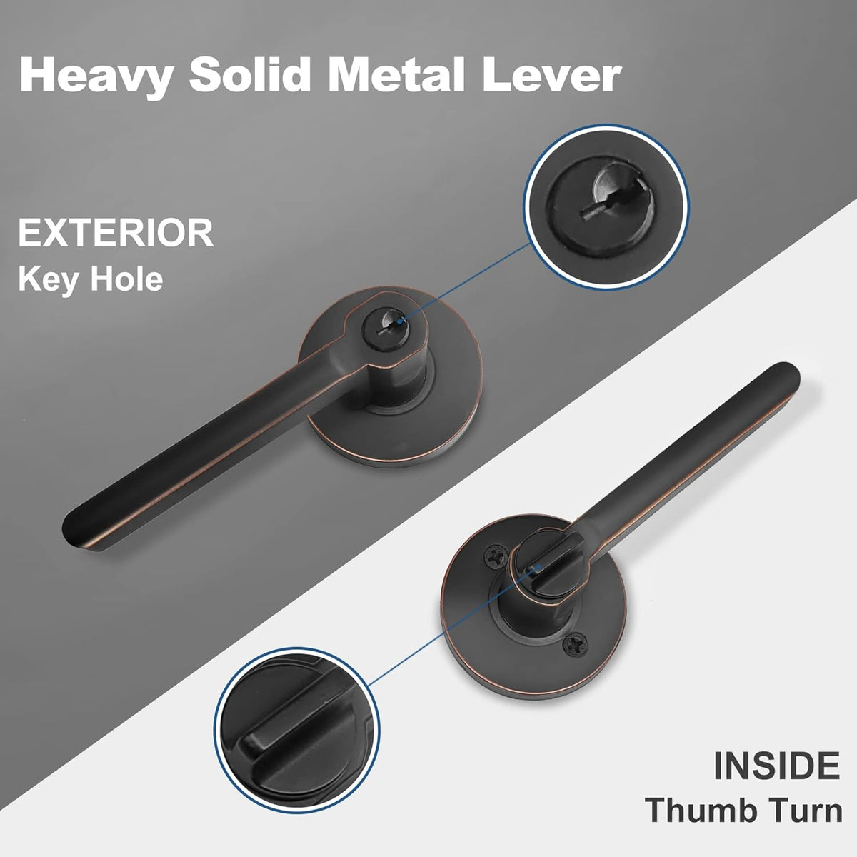[2 Pack] Oil Rubbed Bronze Keyed Alike Entry Door Lever Set with Lock N255