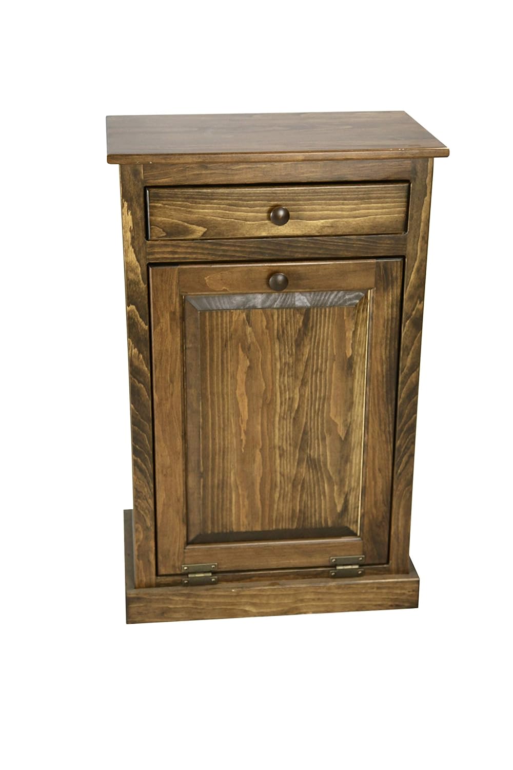 Pewter Solid Wood Trash Bin Cabinet with Drawer I53277