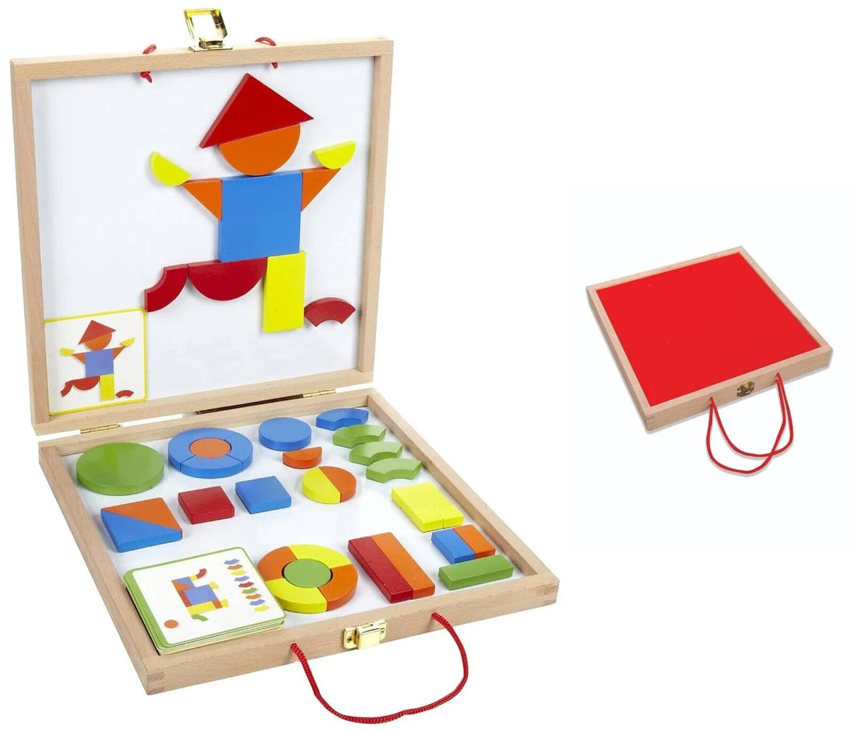 Magnetic Wooden Pattern Blocks Set with Carrying Case E41115