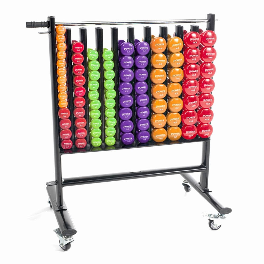 Neoprene-Vinyl Dumbbell Storage Rack with Casters J8815
