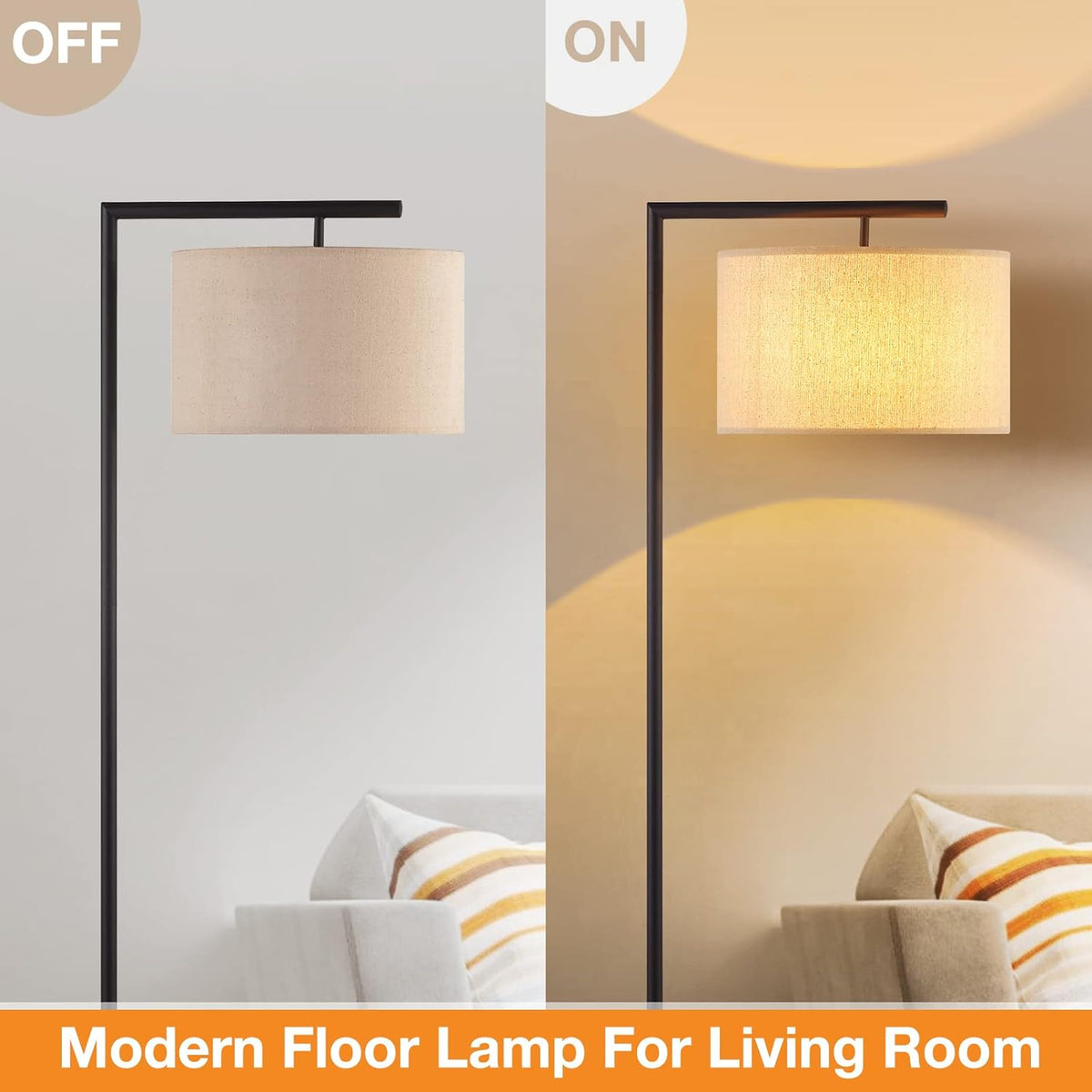 Arc Floor Lamp with Linen Lamp Shade Q737203