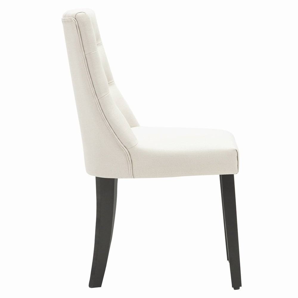 Brown Linen/Wooden Roll-Top Tufted Dining Chair (Set of 2) Z864949