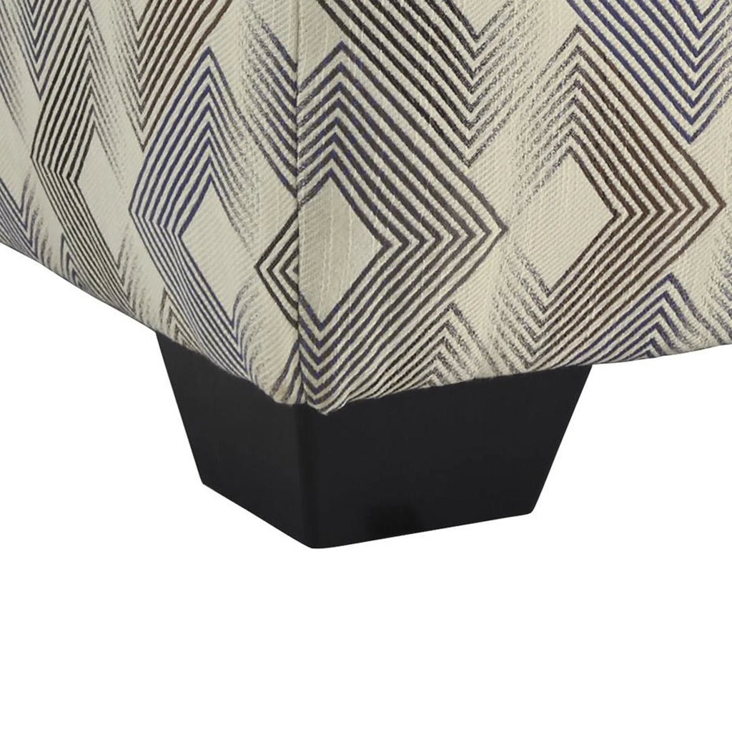 Oversized Polyester Ottoman with Faded Diamond Pattern C700480