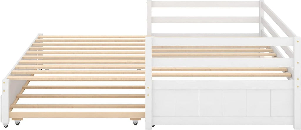 White Wood Extendable Daybed with Trundle L99818