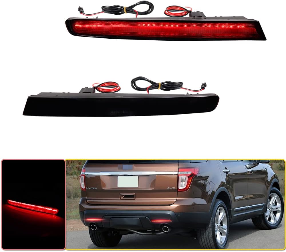 Full LED Red Lens Bumper Reflector Rear Fog Lights Pack of 2 Y17565