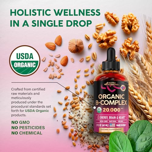 USDA Organic Vitamin B12 Sublingual Drops 5000 mcg Liquid Vegan Methylcobalamin 2 fl oz S797