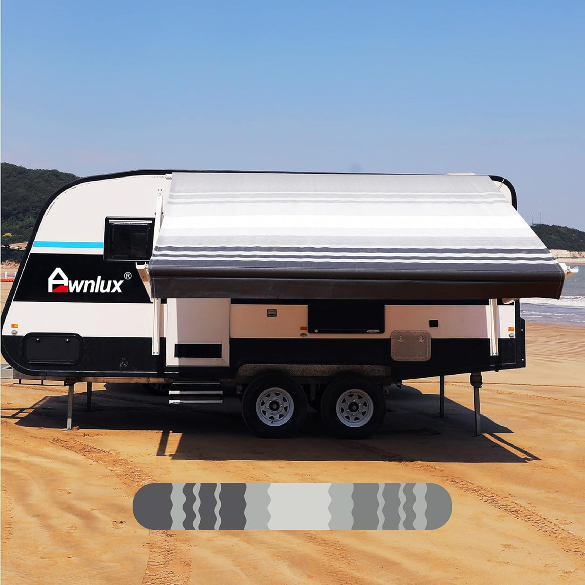 Blue Strip RV Awning Fabric Replacement Waterproof Vinyl Shade Screen Y2305
