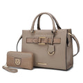 Taupe Vegan Leather Tote Bag & Wallet 2-Piece Set J3791