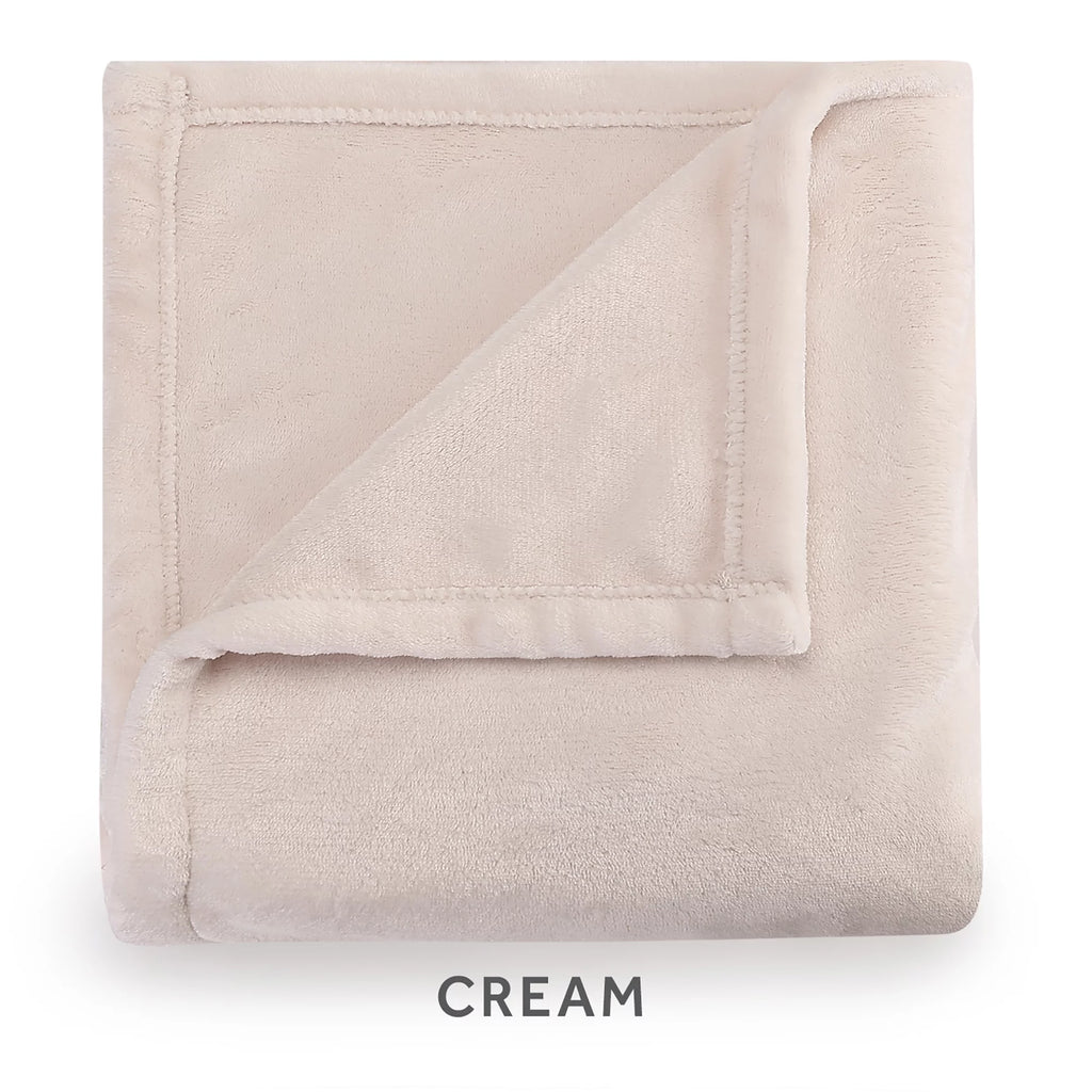 Cream Velvet Electric Heated Blanket Twin Size D3339