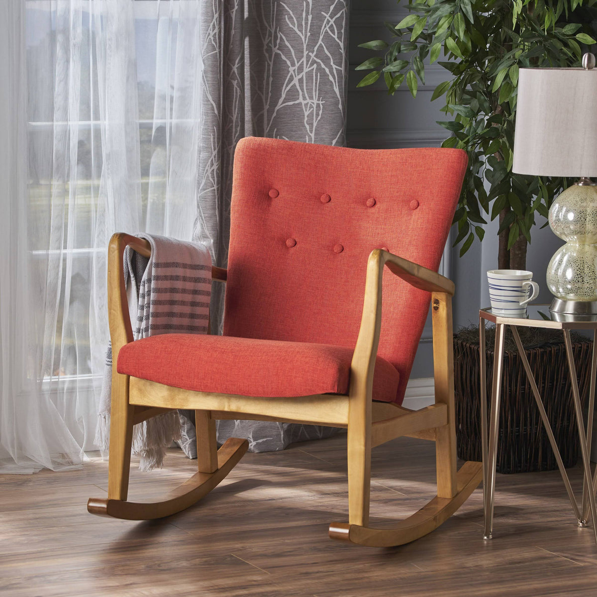 Grey Fabric Rocking Chair W141
