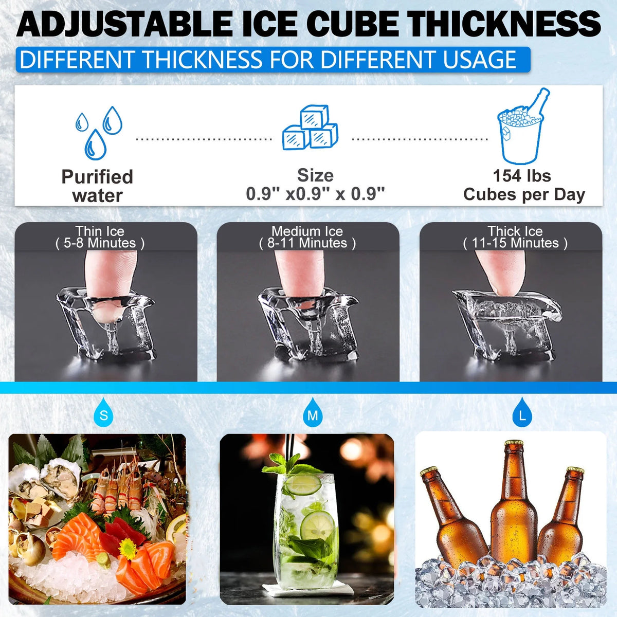 Commercial Ice Maker Machine 150LBS/24H Stainless Steel Freestanding Ice Cube Maker Q75283