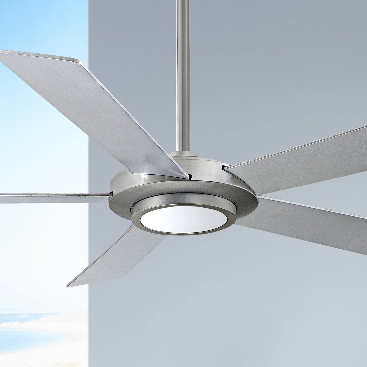 Brushed Nickel Ceiling Fan with Light S19385
