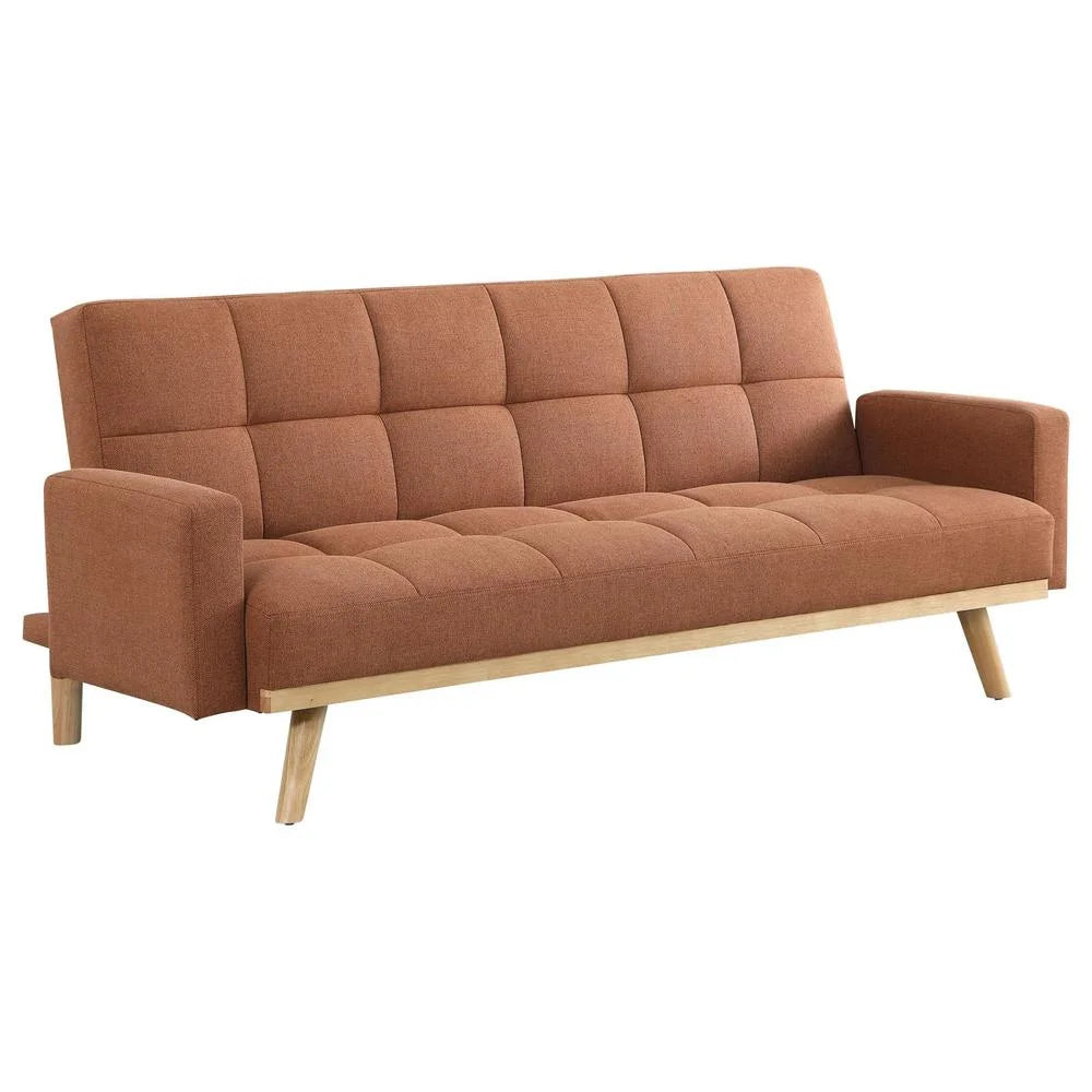 Terracotta Fabric Upholstered Convertible Sofa Bed O228