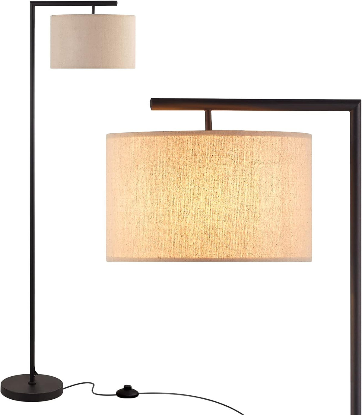 Arc Floor Lamp with Linen Lamp Shade Q737203