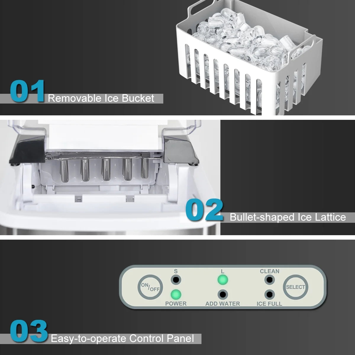 Stainless Steel Countertop Ice Maker with Scoop M472