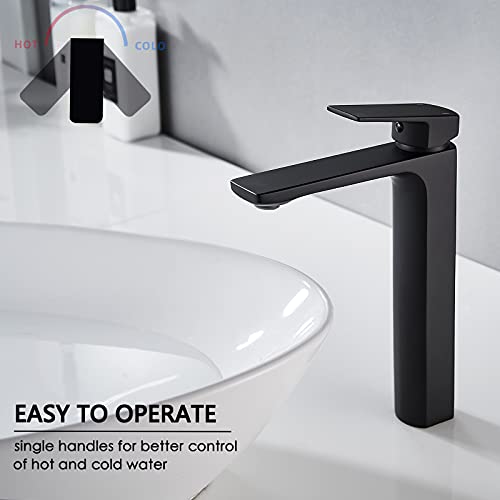 Matte Black Tall Single Handle Vessel Sink Faucet V550