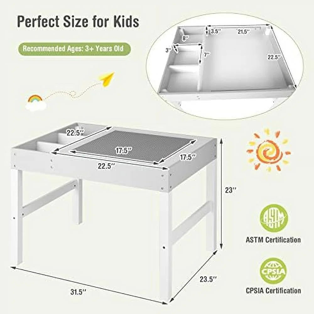 2 in 1 Toddler Wooden Activity Table with Paper Roll White T4880