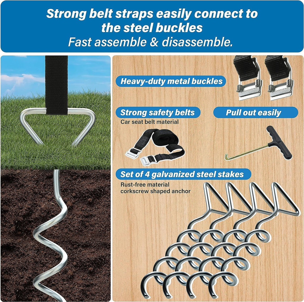Corkscrew Shape Steel Stakes Anchor Kit with T Hook Y4897