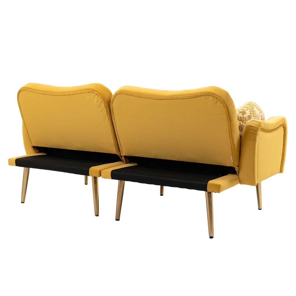 Velvet Loveseat Sofa with 2 Bolster Pillows D439
