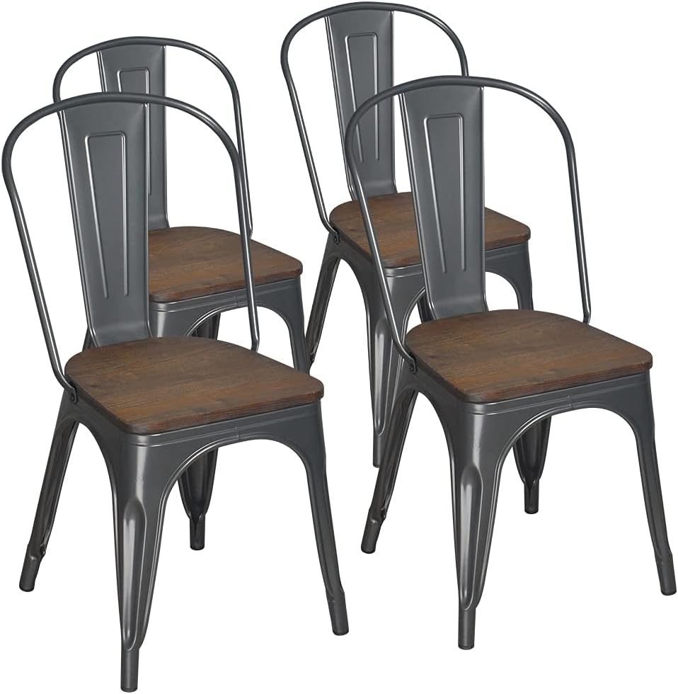 Bronze Metal Dining Chairs Set of 4 I148