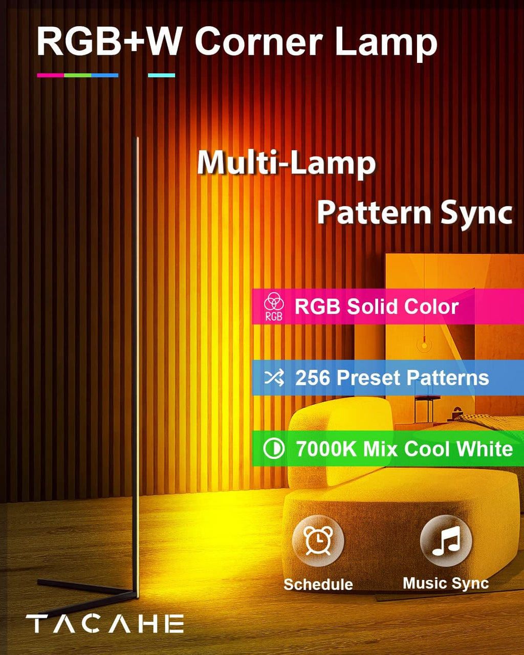 Smart Corner Floor Lamp with Transparent Lampshade, 20W Black X152480