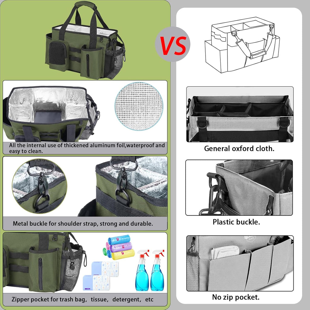 Green Cleaning Caddy Bag with Handles and Adjustable Shoulder Strap X519