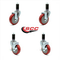 Red Polyurethane Caster Set of 4 J426960