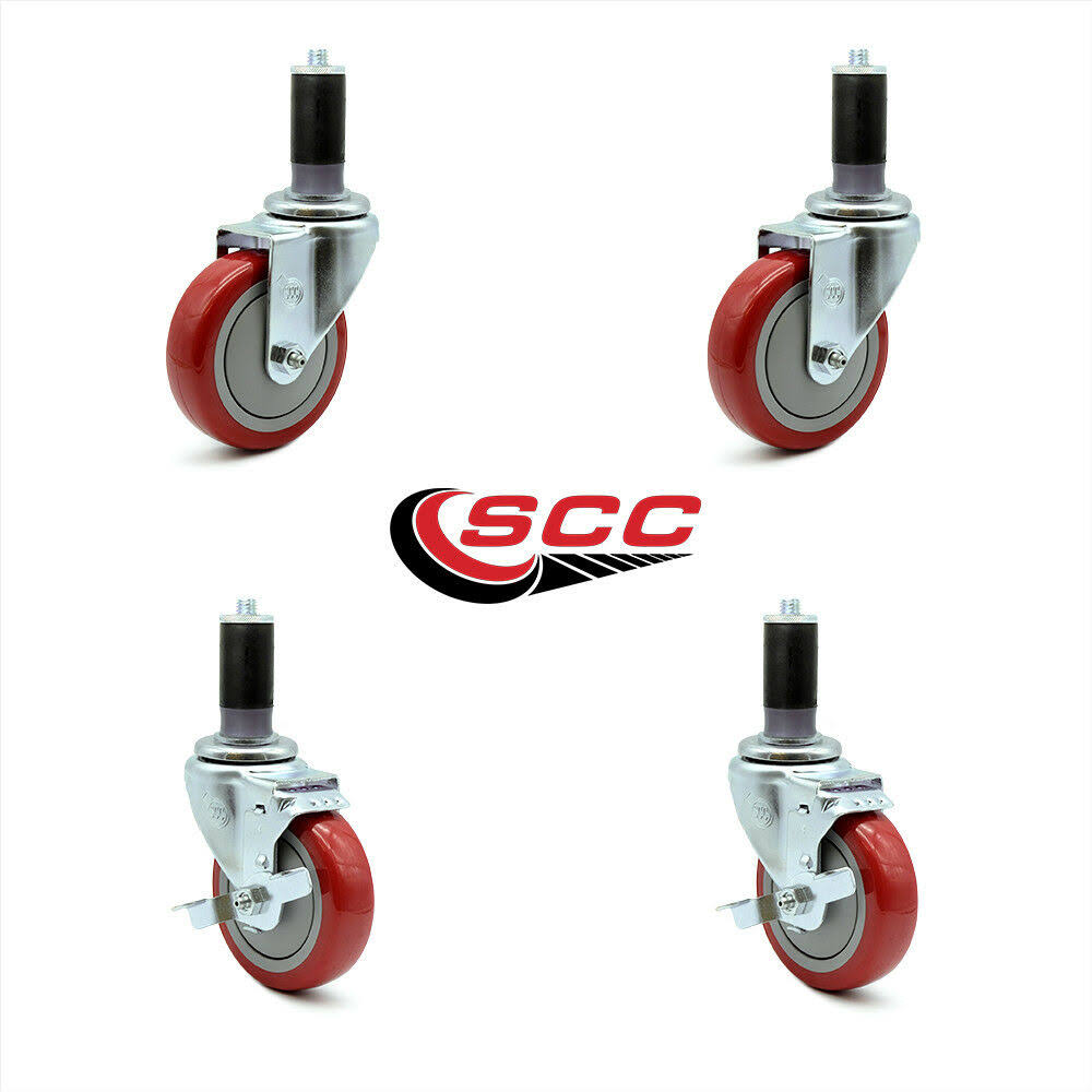 Red Polyurethane Caster Set of 4 J426960
