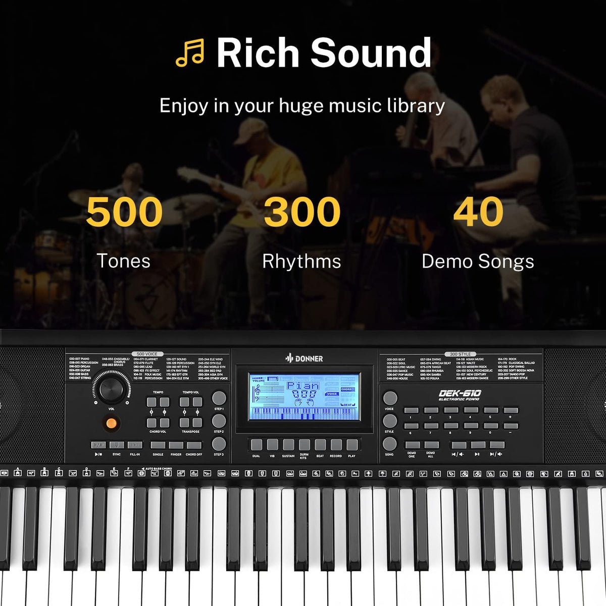 61 Key Full Size Electric Piano with Piano Stand, Stool, Microphone G522570